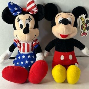 Disney Minnie and Micky Mouse Stuffed Toys Patriotic Minnie and Micky lot of 2